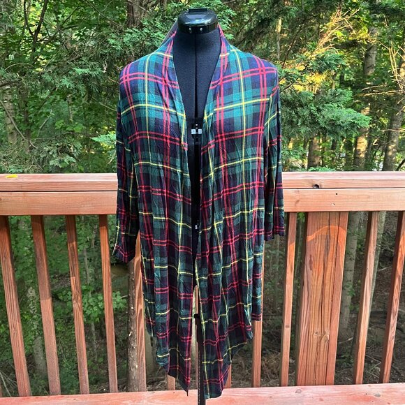 Veryoung Stretchy Plaid Cardigan - Picture 1 of 3